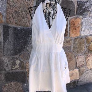 American Eagle Halter Neck White Cotton Dress